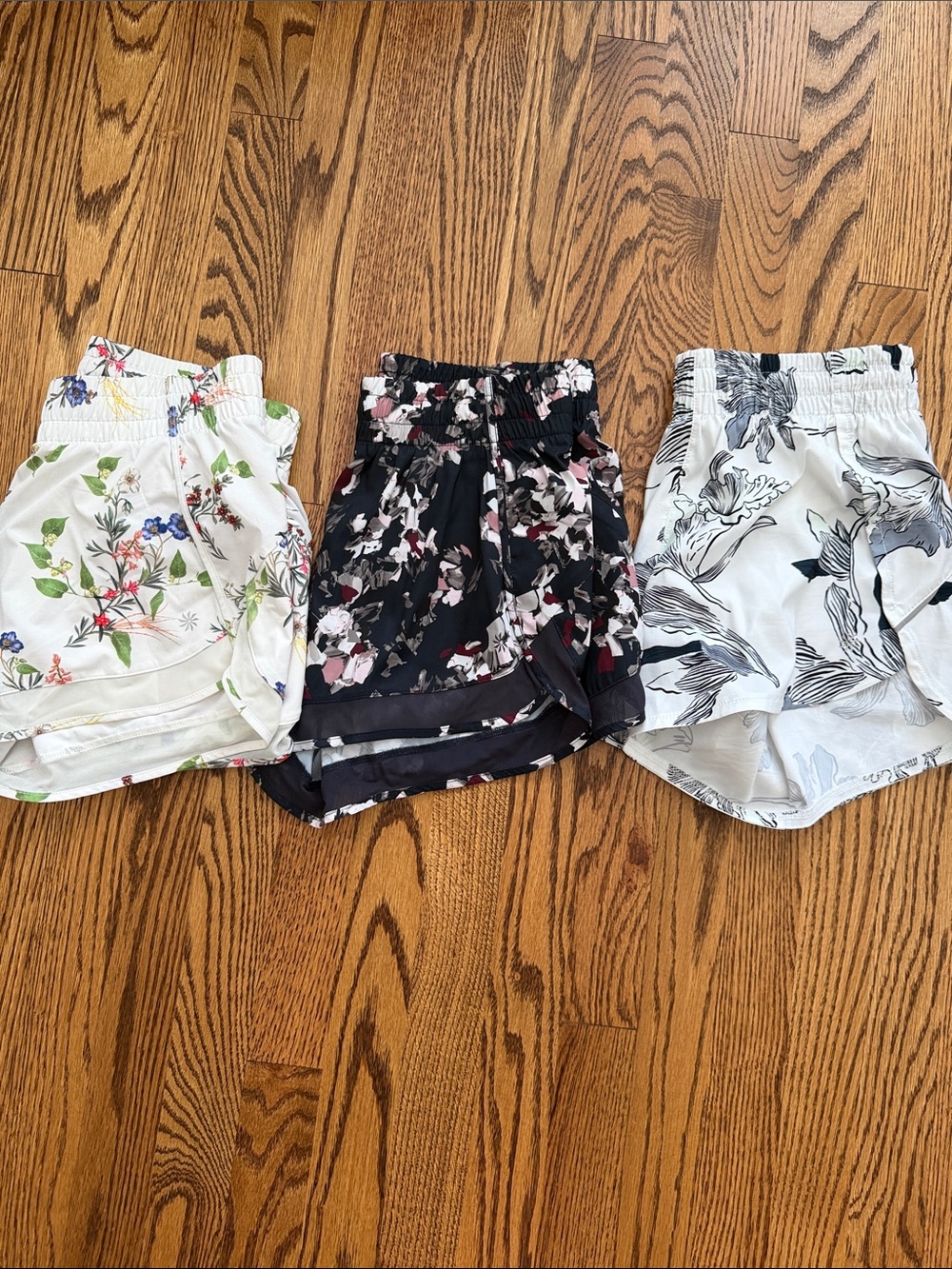 Athleta - 3 pairs of Floral Print Women’s Shorts - White, Navy, White Floral